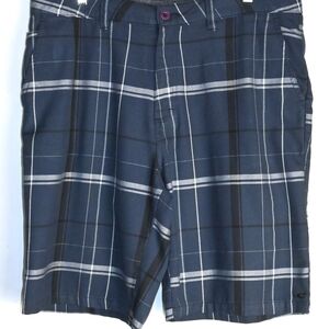 O'NEILL Mens Size 36" Plaid Blue  Ccasual Flat Front Golf Shorts Inseam 10"